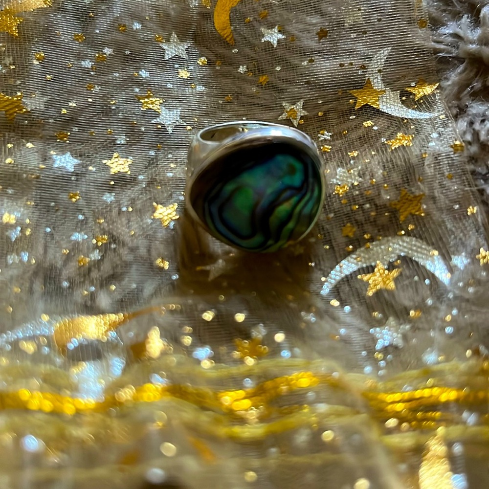 New Abalone And Silver Statement Ring - image 1